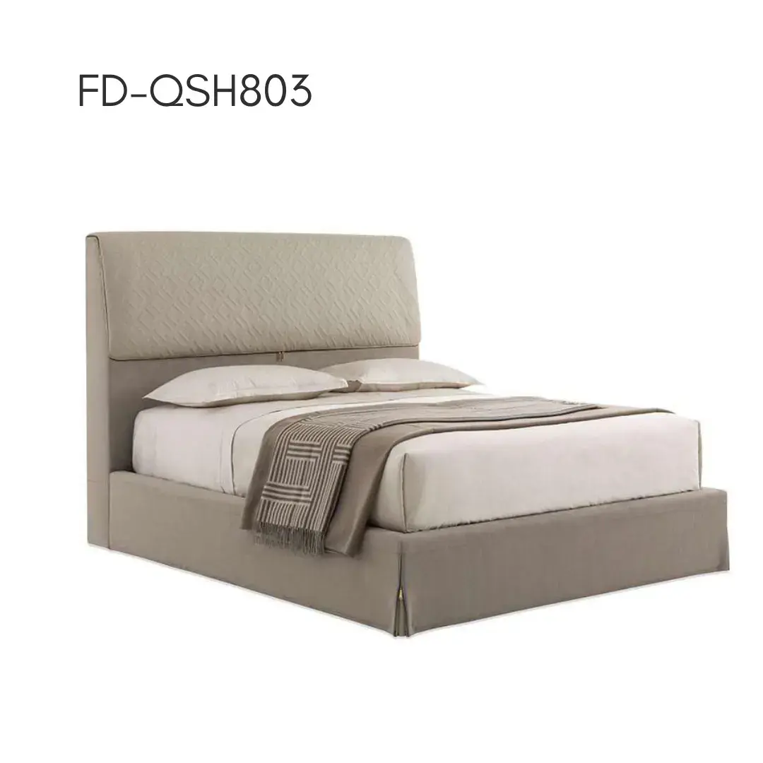 Designer Upholstered Bed — Designer Italian-influence upholstered bed. thumbnail 3