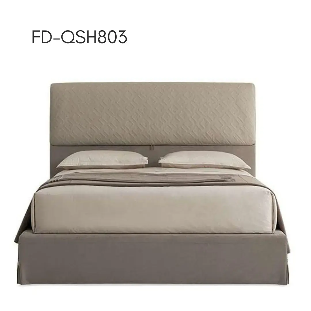Designer Upholstered Bed — Designer Italian-influence upholstered bed. thumbnail 4