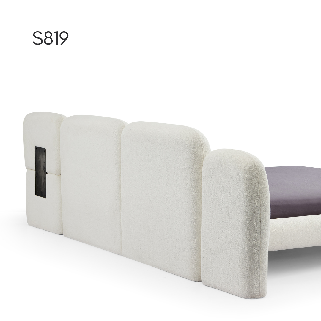 S819 Bouclé Bed — lifestyle