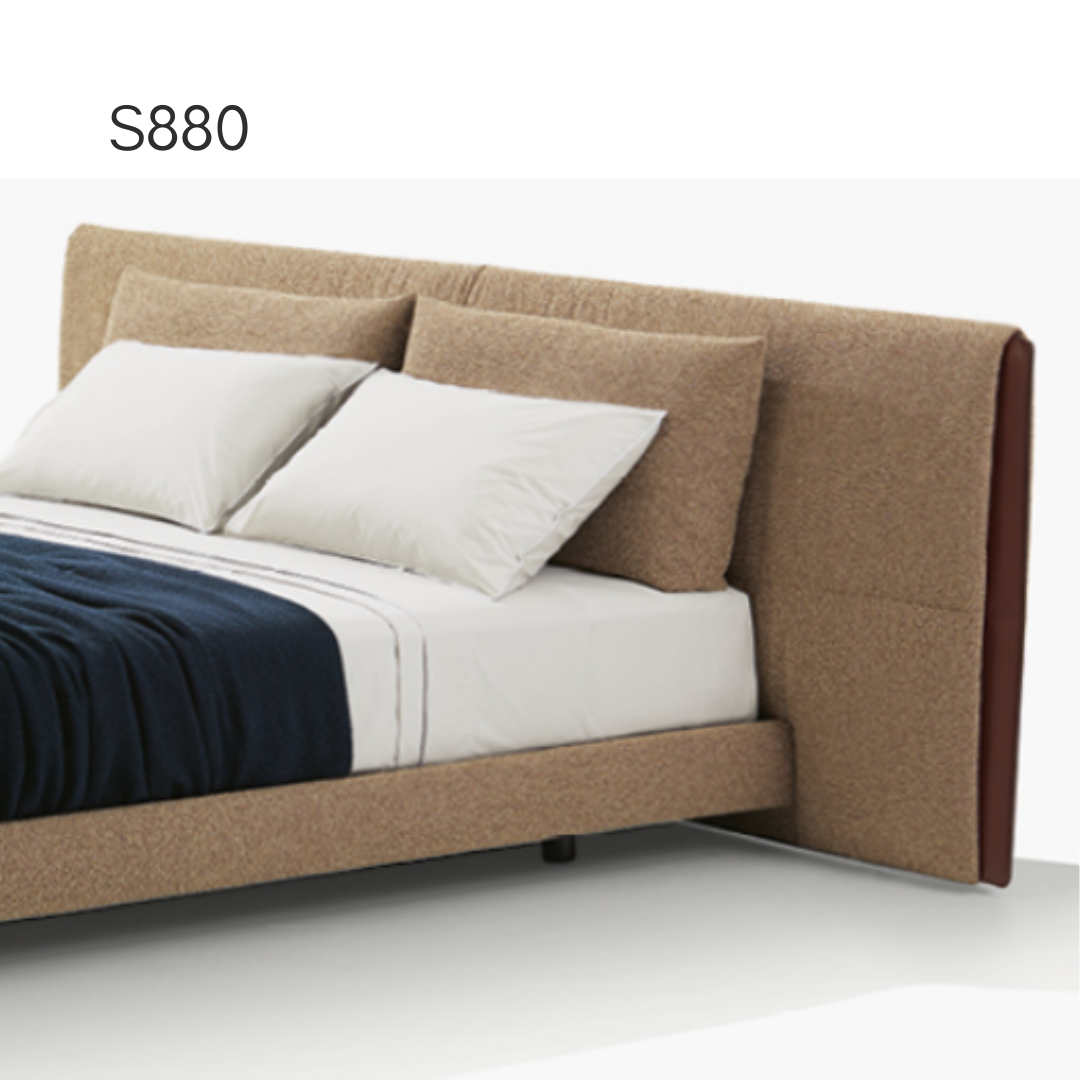 S880 Bouclé Bed — detail view