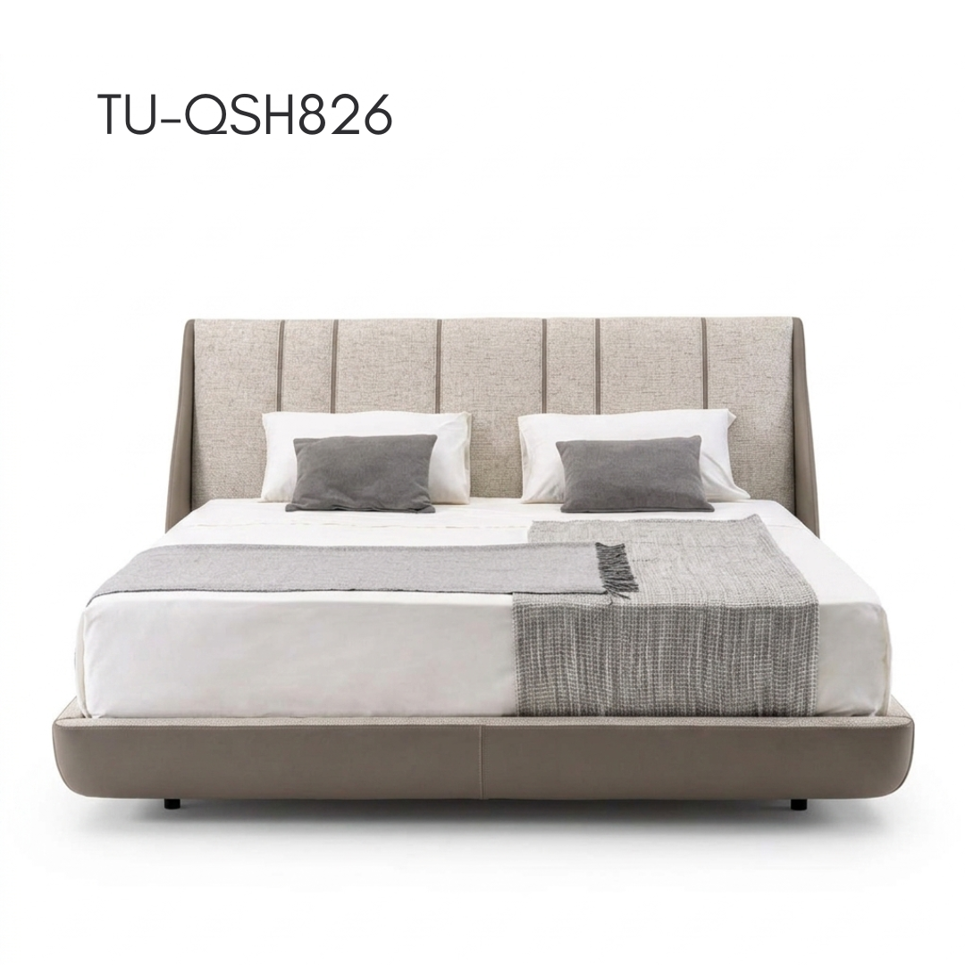 Diagonale Upholstered Bed — lifestyle