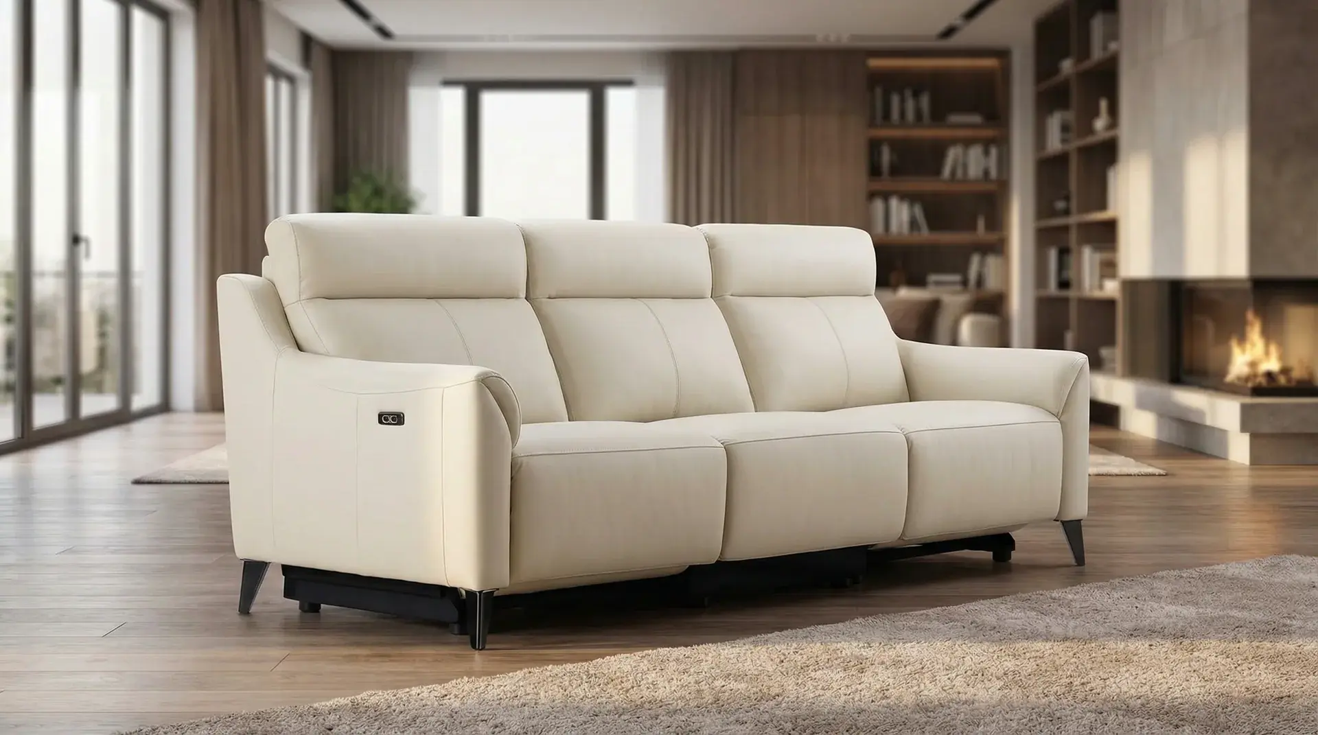 D2122 Leather Recliner Sofa — detail view