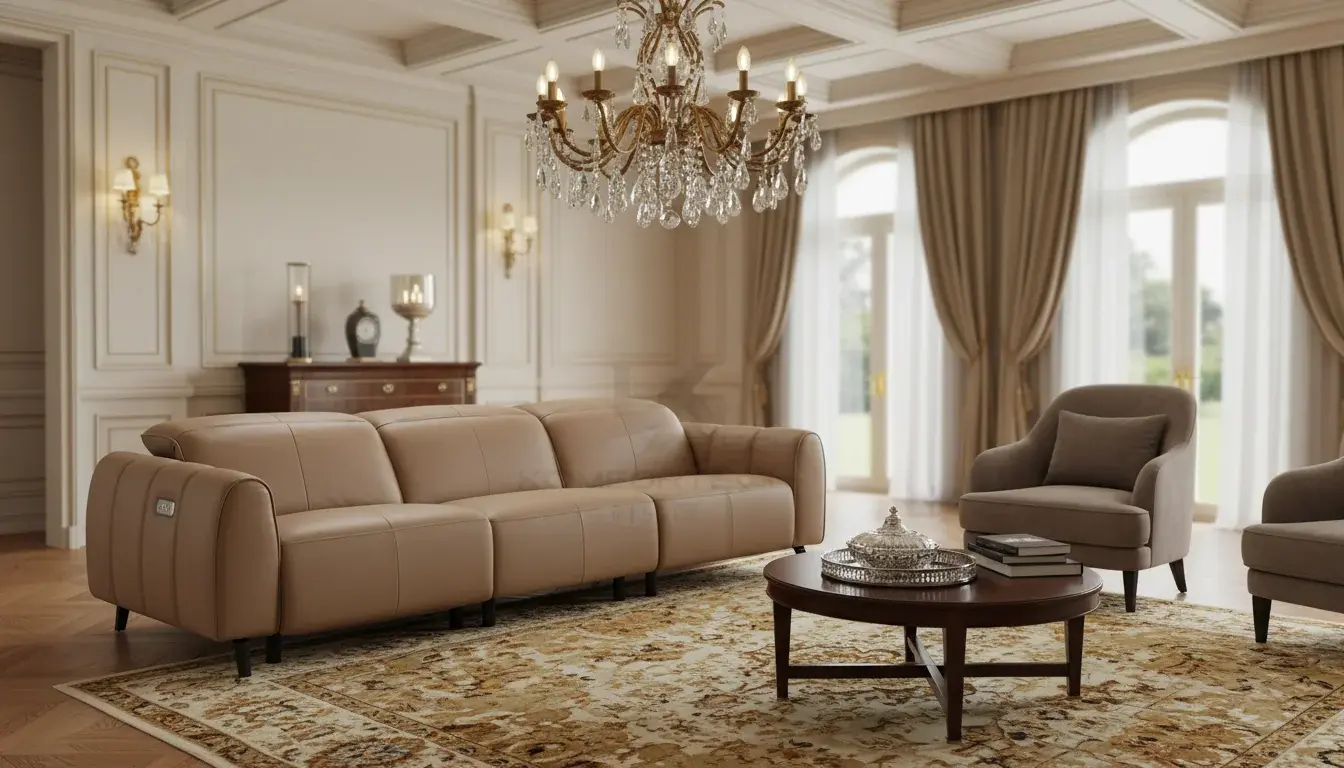 D2402 Leather Recliner Sofa — detail view