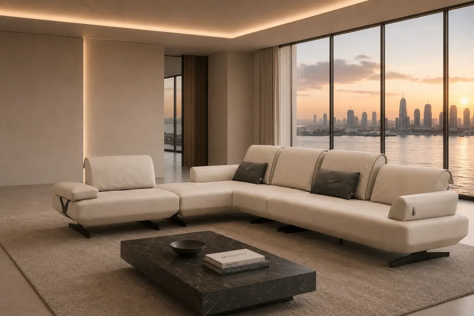 W0087 Leather Sofa — detail view